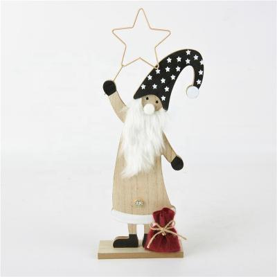 China Wholesale Black Wooden Christmas Decorations Of Indoor Christmas Party Decoation Santa And Five Point Star for sale