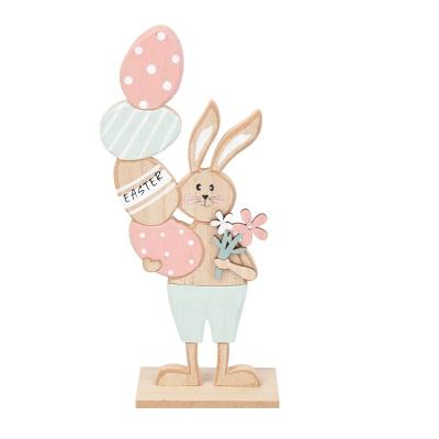 China Wholesale Wooden Easter MDF Table Top Decoration Easter Bunny For Easter Home Decoration for sale