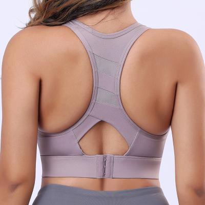 China Breathable 7166 Mesh Quick-drying Sports Bra Women U Neck Breathable Yoga Running Ftiness Top Dropship Hollow Out Sportswear Ladies OEM for sale