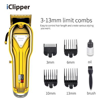 China IClipper-K10S Barber Professional Hair Clippers Electric Viable Hair Trimmer Gold Silver Cordless Hair Cutting Machine for sale