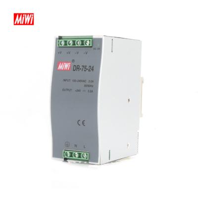 China MiWi DR-75-24 76.8W 24V 3.2A led din rail change power supply DR-75-24 for sale