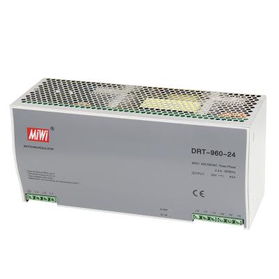 China MiWi DRT-960-24 DRT-960-24 Single Mode 960w Din Rail Mounted 24vdc Power Supply for sale