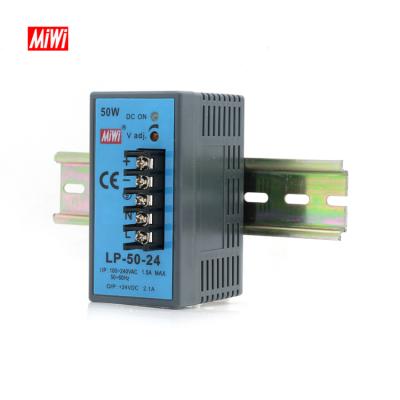 China MiWi LP-50-24 Rail Mounted Din SMPS 50W 230v AC To LP-50-24 DC 24v Power Supply for sale