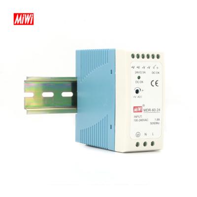 China MiWi MDR-60-24 2.5A 60W 24V MDR-60-24 Hot Selling Din Rail Switching Power Supply for sale