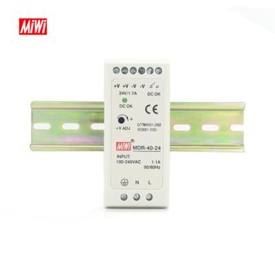 China MiWi MDR-40-24 CE Certifications 39.8W 1.7A DC 24 Volt Changeover Power Supply MDR-40-24 for sale