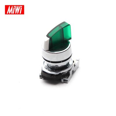 China Metel MiWi Two Position Selector 10A Push Switch Button With Green Light for sale