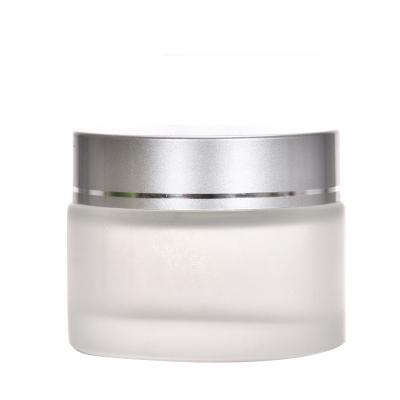 China Fashionable Empty Frosted Glass Clear Face Cream Jar Cosmetic Jar for sale