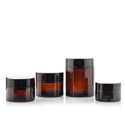 China Manufacturers 5g 10g 20g 30g 50gE Recyclable mpty Amber Cosmetic Jar Glass Skin Care Cream Jar For Cosmetic Packaging for sale