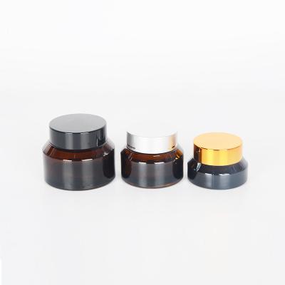 China Fashionable High quality amber glass empty cosmetic cream package bottle jar for sale