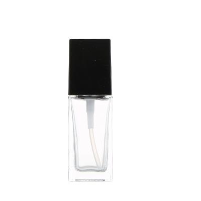 China Fashionable Cosmetic Square 15ml 20ml 30ml 40ml Factory Packaging Spout Eye Base Serum Lotion Clear Glass Empty Bottle With Pump for sale