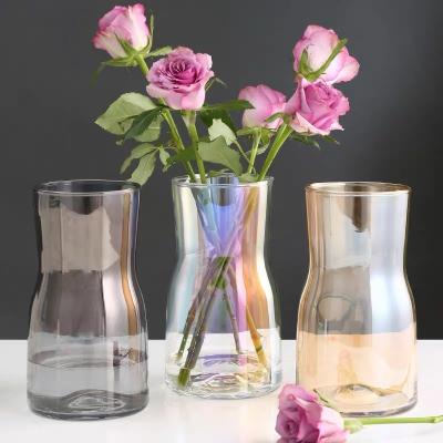 China Wholesale Minimalist Living Room Glass Dining Table Vase Home Wide Mouth Flower Bottle Crafts for sale