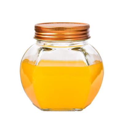 China Sustainable Honey Jam Sauce Jar Storage Clear Glass Glass Cans Honey Jars With Lid for sale