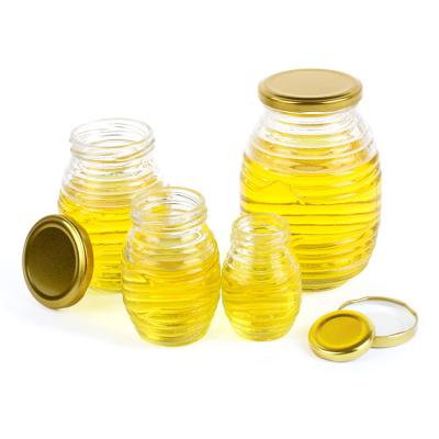 China Personal Care Plant Glass Jar With Metal Lid Glass Container For Honey Jam for sale