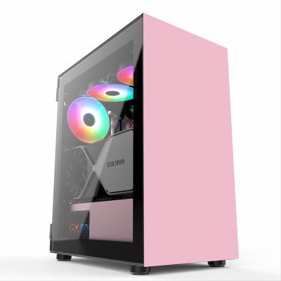 China With Fan V650 Beautiful Pink Color DIY Pink Gaming Computer Desk Cabinets for sale