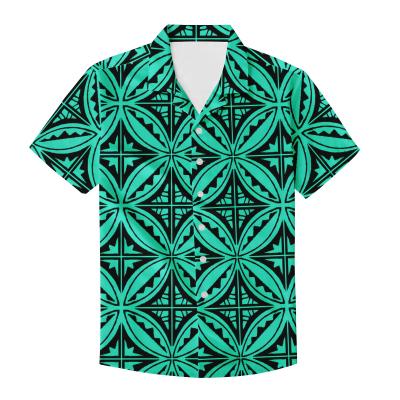 China Factory Price Wholesale Custom Polynesian Hibiscus Anti-Pilling Men Tattoo Shirts Oversized Super Soft Samoan Symbol Design Printed Mens Blouse for sale