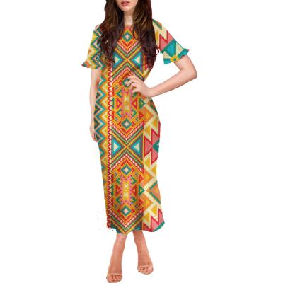 China Hot Selling Breathable Print Sleeves Traditional African Fishtail Dress Women Short Sleeves Designs With Cheap Price for sale