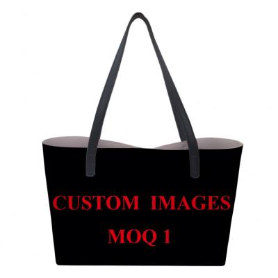 China Fashion POD China Factory Quality PU Leather Tote Bag NO Mini Quantity Wholesale Custom Logo /Design/Pattern/Text Purse Women Bag Large for sale