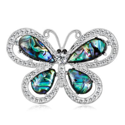 China Luxury Multicolor Vintage Metal Sweater Pins Floral Designer Butterfly Brooches Shell Mariposa Brooch Muslim for sale