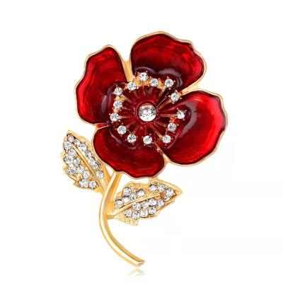 China Crystal Flor Brooch Women Designer Custom Pins Elegant Luxury Vintage Flower Brooches Metal Rhinestone Flower Sweater Floral for sale