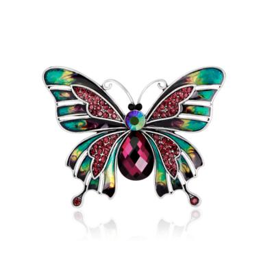 China Custom Designer Women Crystal Mariposa Brooch Pins Floral Sweater Rhinestone Metal Vintage Butterfly Luxury Elegant Brooches for sale