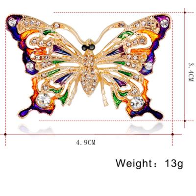 China Crystal Mariposa Flower Stone Metal Butterfly Dangle Brooches Luxury Elegant Crystal Huge Pintassel Saree Vintage Muslim Brooch Women for sale