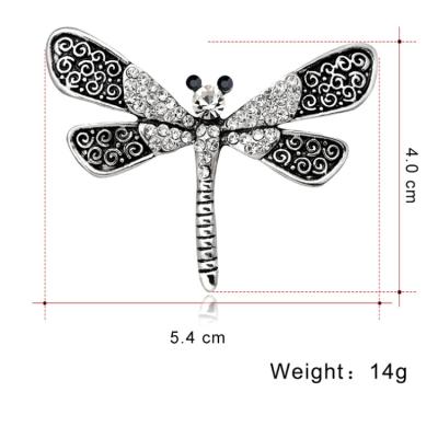 China Luxury Elegant Crystal Mariposa Collar Dragonfly Brooches Muslim Brooch Vintage Floral Multicolor Sweater Metal Suit Pins for sale