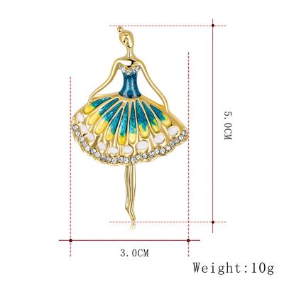 China Luxury Elegant Designer Luxury Pin Dancer Brooches of Islamic Muslim Costume Crystal Bailarina Brooch Muslim Rheinite Broche large for sale