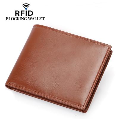 China 2022 Logo Genuine Leather Blocking RFID Anti-theft Custom Wallet Slim Bifold Money Credit Card Holder Cases Travel Wallet for sale