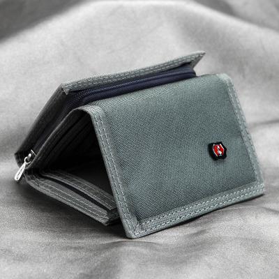 China 2022 LOGO Teenagers Canvas Sports Custom Men's Wallet Anti-theft Wallet Tactical Zipper Coin Bag Wallet for sale