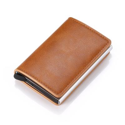 China RFID Blocking Wallet LOGO Automatic Pop-Up Single Card Holder RFID Credit Card Metal Business Card Case Custom Men's Wallet for sale