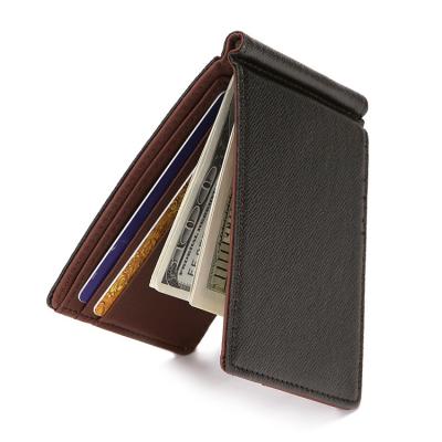 China Custom LOGO Amazon Classic Men's Wallet Custom LOGO Men's Wallet PU Card Holder Wallet Men's Dollar Clip Multifunctional Anti-theft for sale