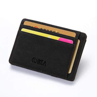 China Creative Men's Wallet Custom Made Anti-theft Amazon LOGO Flip PU Magic Card Holder Men's Wallet Short Coin Purse Wallet for sale