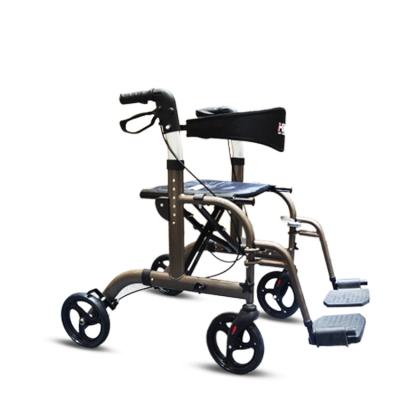 China 2 in 1 Foldable Wheelchair and Rollator Walker With Shopping Basket 136KG for sale