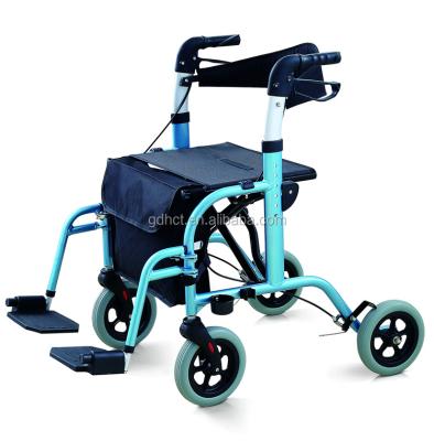 China HCT-9103 136kg lightweight medical aluminum training walker and rehabilitation walker 2 in 1 rollator for elderly people for sale