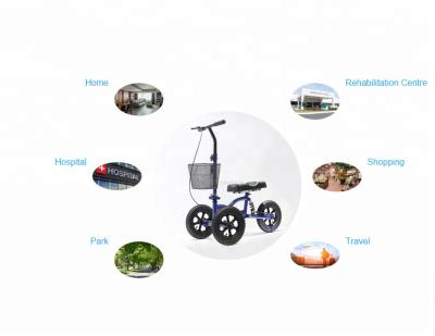 China 136kg HCT-9129 Steel All Terrain Steerable Adjustable 4 Wheel Rehabilitation Scooter Adjustable Knee Walker for sale