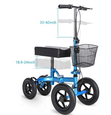 China Outdoor Activities Dual Pad Economy Steerable Foldable Steel Knee Walker With Basket Alternative To Crutches Handicapped Knee Scooter HCT-9125F for sale