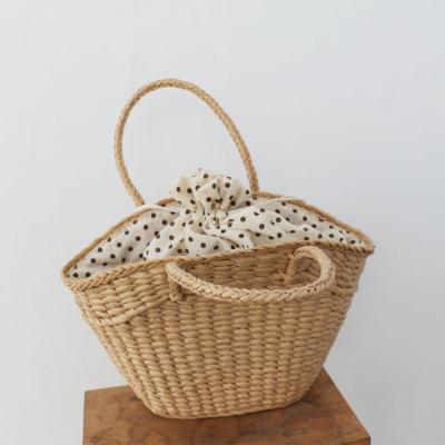 China High Quality Casual Style Polka Dot Women Straw Bag Large Handbags Summer Beach Woven Purses for sale