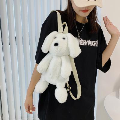 China High quality Korean style autumn and winter cute plush bag for children 2021 new large ears cartoon shoulder plush puppy bag for women girls for sale