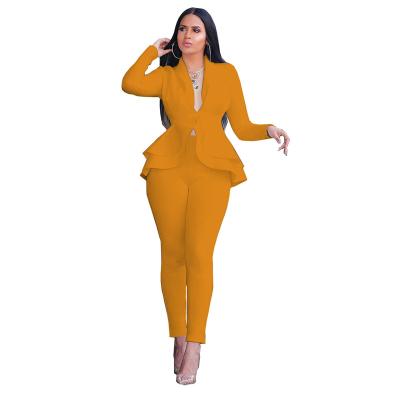 China High quality and American 2021 European fashion air layer business uniforms ruffled loungewear plus size women clothing for sale