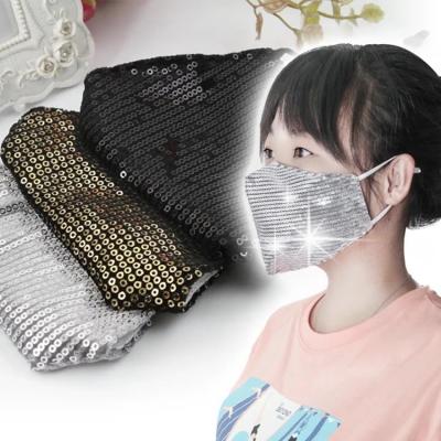 China Bling Mesh Sequins Cotton Party Accessory Glitter Design PM2.5 Mesh Face Covering Mask Fashion Decoration for sale