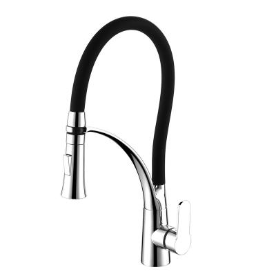 China DOGO Faucets Gooseneck Matt Black Hot Cold Water 2 Way Thermostatic Kitchen Mixer Sprayer Pull Down Kitchen Faucet for sale