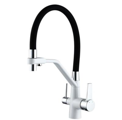 China Thermostatic Faucets Matt White Kitchen Faucet Pull 3 Way Kitchen Mixer Tap Tri Flow Purifier Kitchen Faucet for sale