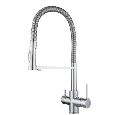 China Thermostatic Faucets Water Spray Base Three Way Movable Reverse Osmosis Faucet Pull Out Spray Kitchen Faucet for sale