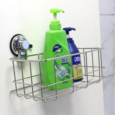 China Push To Lock Suction Cup Bathroom Storage Rectangle Shelves Vacuum Suction Cup Holder Square Shelvies Basket Shower Caddy for sale