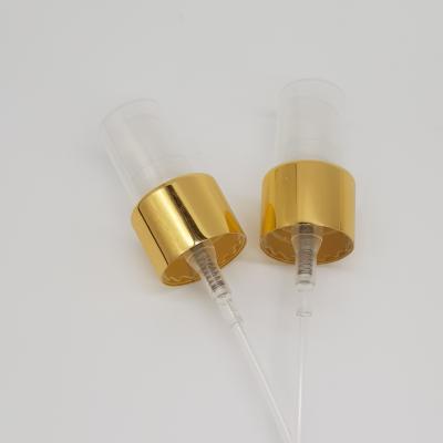 China Non Spill Cosmetic Customized Gold Aluminum Color 20 Mm Mist Spray Pump for sale