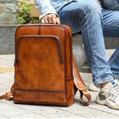 China Luxury Anti-theft RFID Business Casual Business Laptop Backpack Bag Men Travel Leather Backpack Black Custom for sale