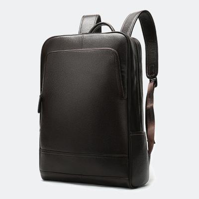 China RFID Suppliers Men Vintage Business Casual Student Travel High Capacity Laptop Backpack Leather Bag for sale