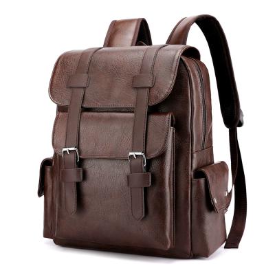 China Hot Sale Vintage RFID Laptop Backpack PU Leather Waterproof Lightweight Leather Bag For Men Backpacks for sale