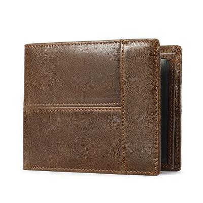 China Hot Selling RFID RFID Blocking Wallet Minimalist Thin Crazy Horse Genuine Leather Wallet For Men for sale