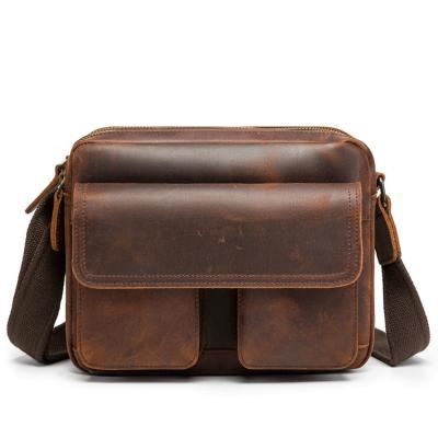 China New Custom Fashion Vintage Retro Solid Ladies Bags Waterproof Cowhide Leather Shoulder Messenger Handbag Bag For Men for sale